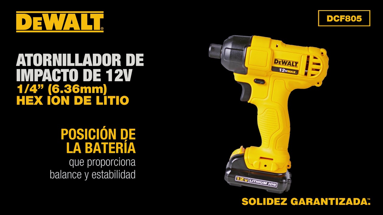 Atornillador De Impacto 12v DCF805 Dewalt - YouTube