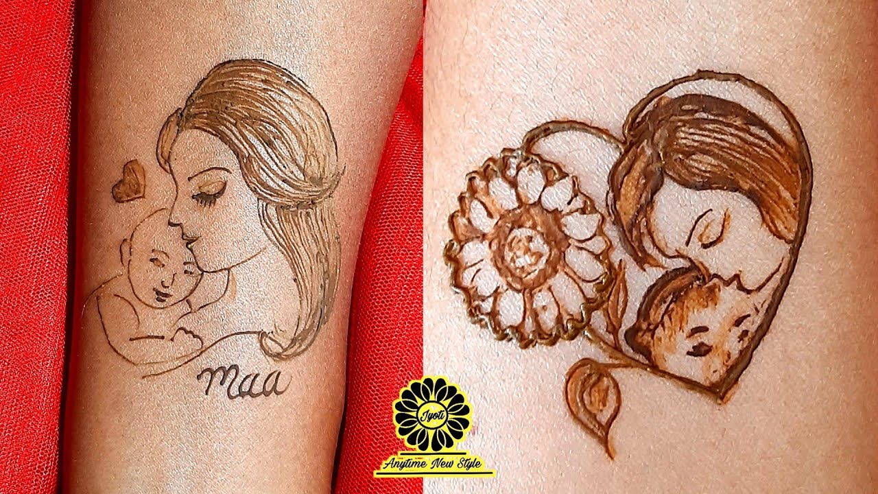 How to draw maa henna tattoo -mehandi se maa tattoo kaise banaye-Mother's day special mehandi design