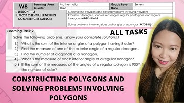 Constructing Polygons and Solving Problems Involving Polygons| WEEK 8| @LoveMATHTV
