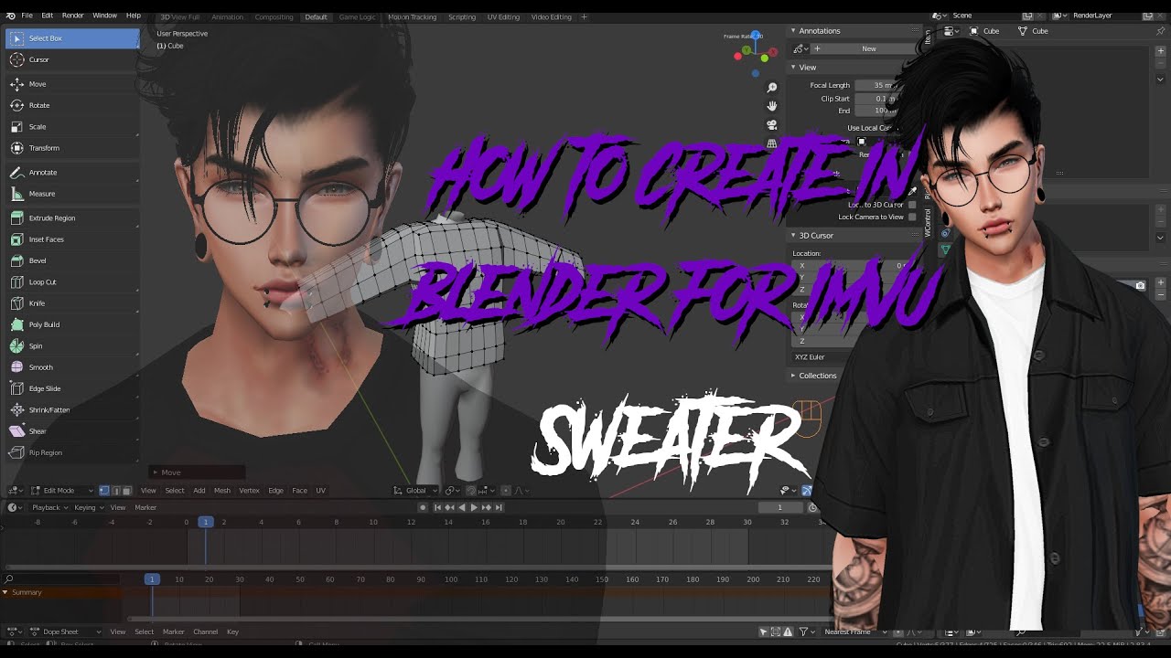 How to create in Blender for Imvu -  Sweater pt.1