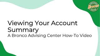 Viewing Your Account Summary