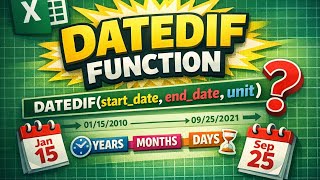 Excel: Basic To Advanced | Datedif function | Age Calculation 