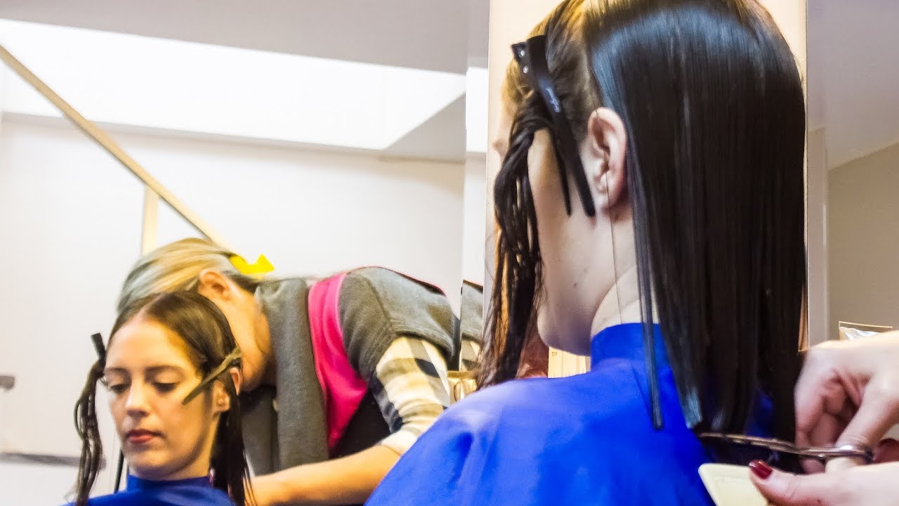 Hair change from long and blonde hair to a sexy brown square bob