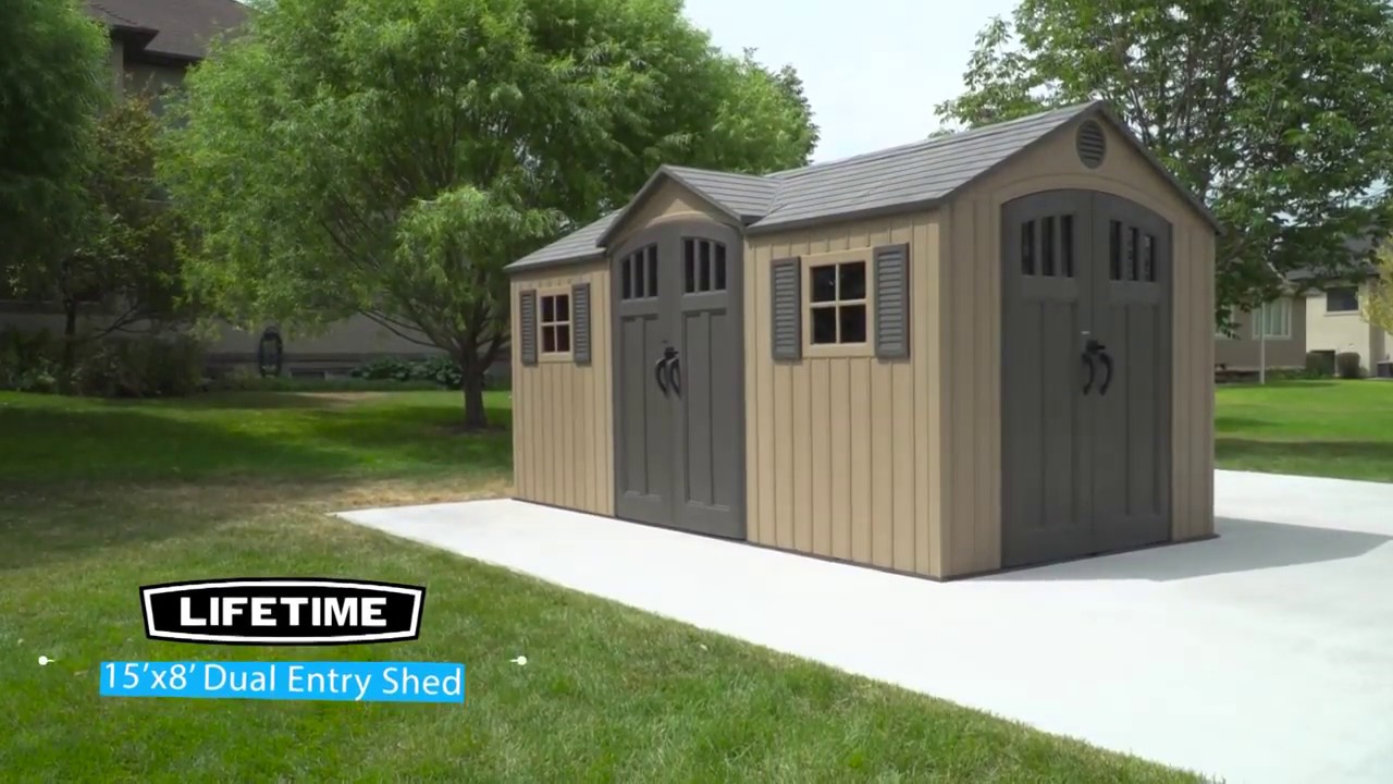 Lifetime 15'W x 8'D Dual Entry Shed Kit - in Beige Model 60234