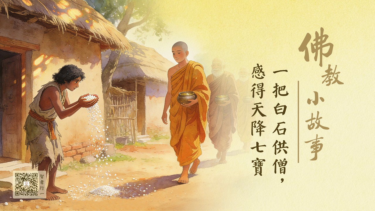 佛教小故事｜一把白石供僧，感得天降七寶