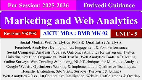 Marketing and Web Analytics Unit 5, Marketing and Web Analytics mba 3rd sem, Marketing Analytics