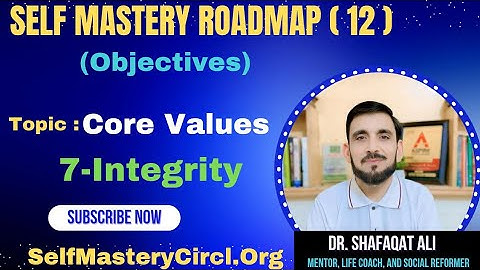 Self Mastery Roadmap | Core Values | 7-Integrity | Dr. Shafaqat Ali