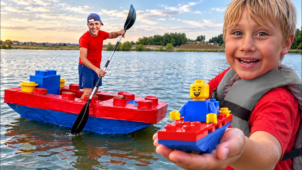 I Built a Life Size LEGO Boat (Out of Cardboard)