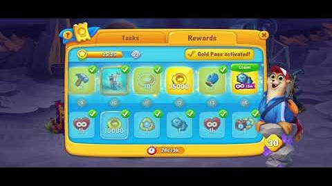 Fishdom Gold Pass Win Strikes Level 335 - 341, Using in 15 minutes of FREE Bomb & FREE Lightning #02