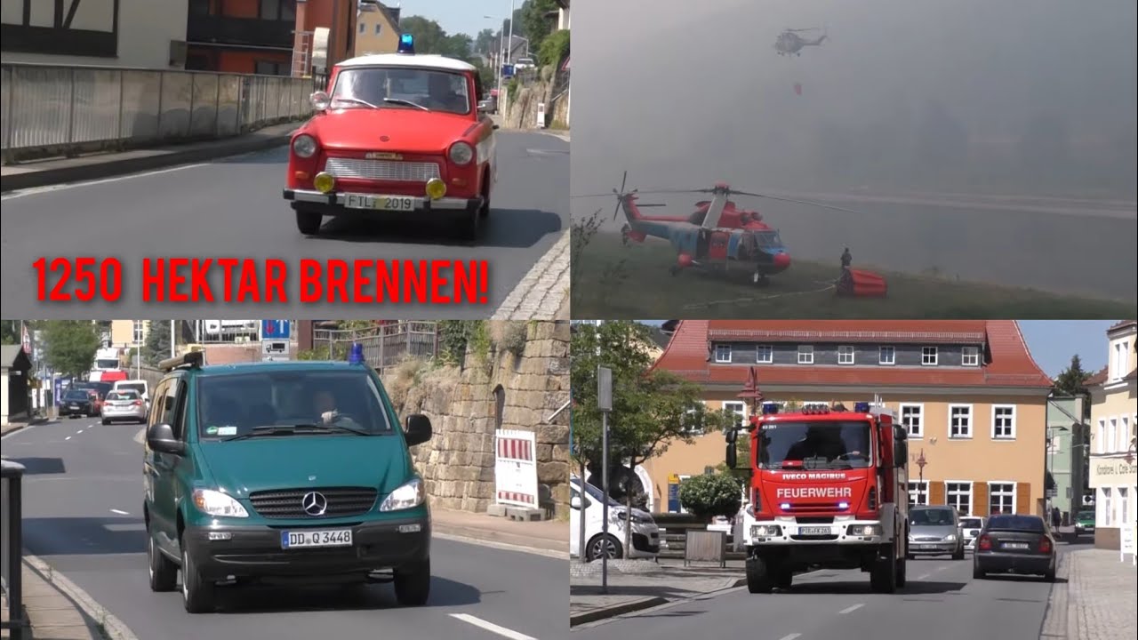 Waldbrand Böhmischen/Sächsischen Schweiz -  Einsatzfahrten zum 1250ha großen Brand im Nationalpark