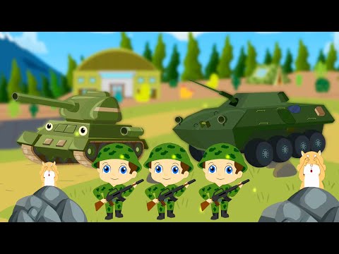 Мультфильм про машины: военная техника – танк и бронетранспортер