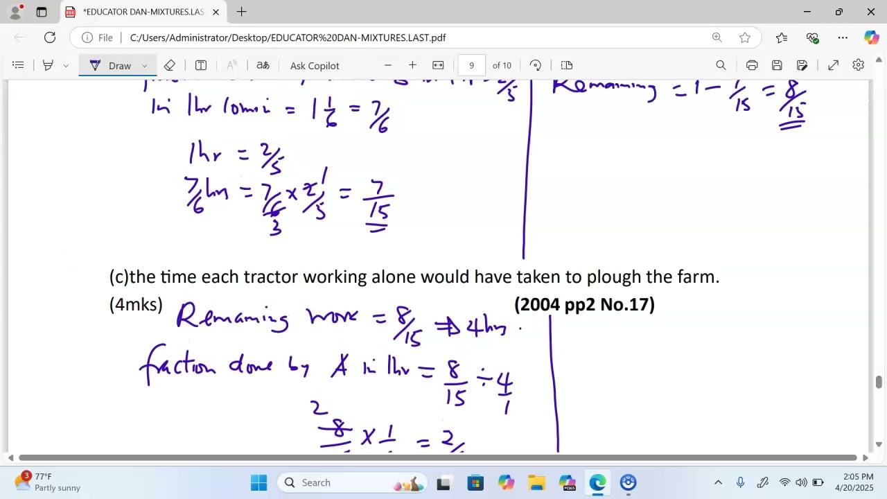 K c s e 2004, PP2, No 17 Rates of work 