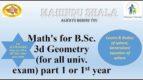 B.Sc Maths : 3D Geometry part 1