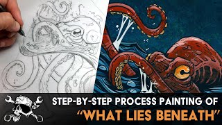 Quick Cut Octopus Hoarding Skulls Painting David Lozeau