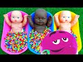 Full of 3 Rainbow BathTubs Candy with M&Ms & Magic Slime Cutting Video