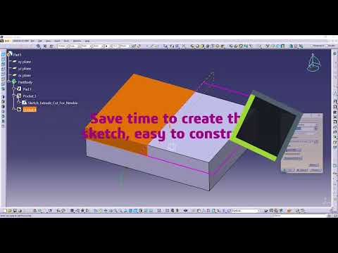 CATIA V5 #Hint 003 - Extrude cut by open profile instead of closed profile sketch #shorts