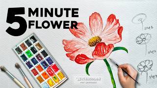 🌸5-Minute Watercolor Flower Painting 🎨 Easy Loose Floral Tutorial