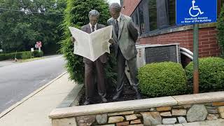 MEN READING NEWSPAPER STATUE - ROSLYN, NEW YORK