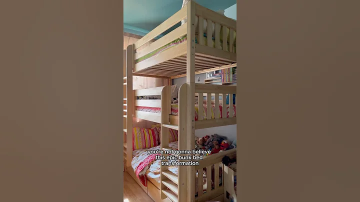 The coolest triple bunk bed #diyhome #diy #maximalistdecor #bunkbed #diyprojects #smallspaceliving