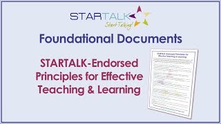 Foundational Documents - STARTALK-Endorsed Principles for Effective Teacher & Learning