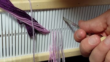 Diamond Twill Pattern for Rigid Heddle Loom threading front heddle continued. Video 5b of 6