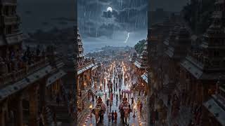Powerfull rain and thunder storm in a village people running #rain #thunderstorm #youtube #shorts..