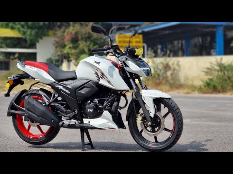 2023 TVS Apache RTR 160 4V Pearl White walkaround Review || Exhaust Changed ||