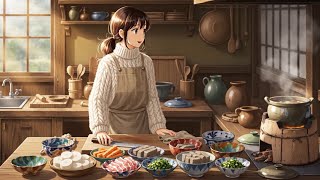 The First Snow & Hot Miso Soup Cozy Ghibli-Style Asmr Relaxing Anime Cooking