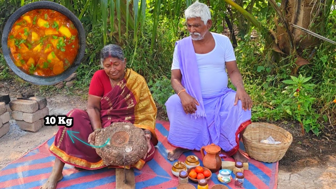 కంద దుంప పులుసు కూర | Big Size Elephant Foot Yam Curry Recipe ⁠| Cooking and Farming