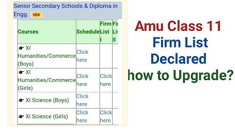 Amu Class 11 Firm List 1st Declared 2022 | How To Upgrade School ANd Subject