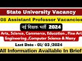 Assistant Professor Vacancy 2024 | 08 Assistant Professor Vacancies | State University Vacancy #job