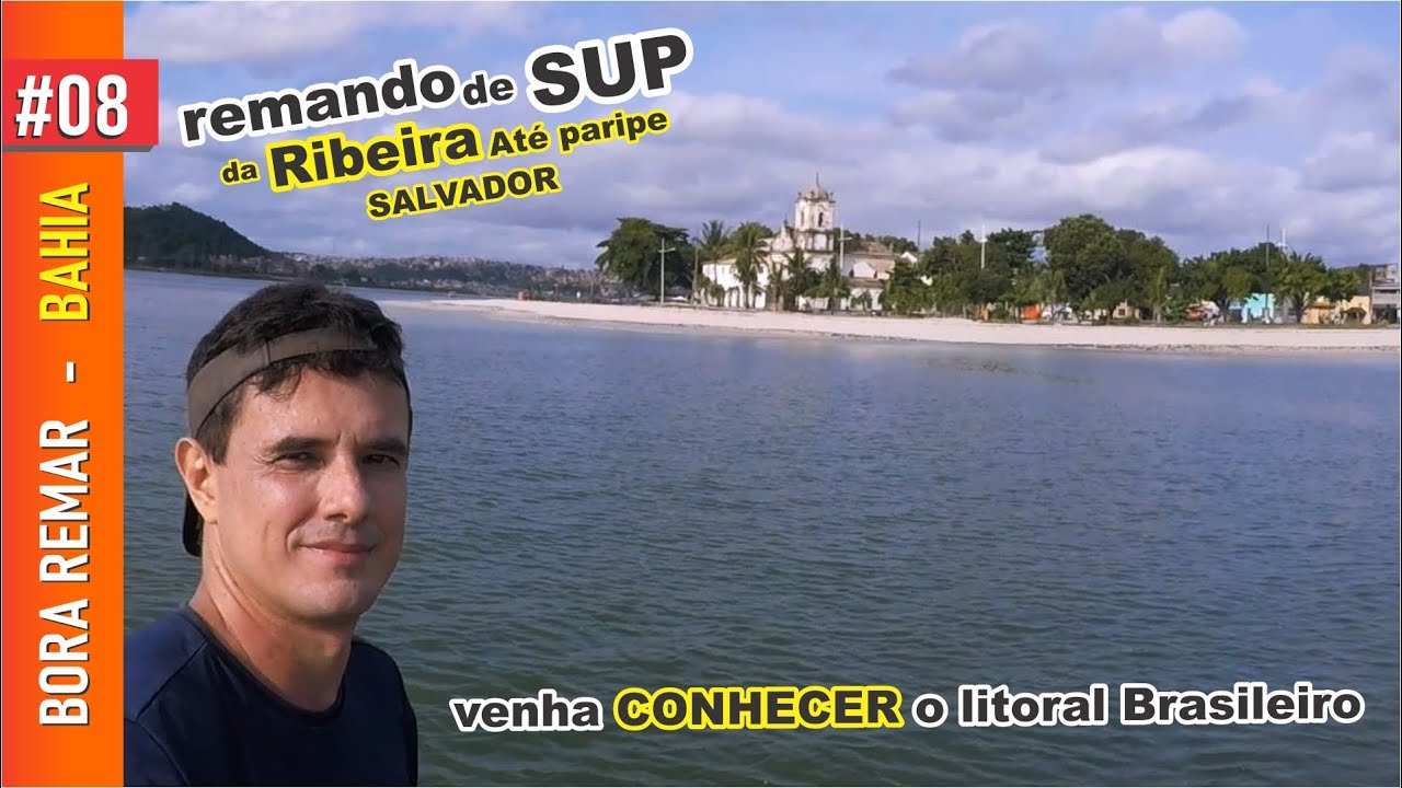 ⁣Remando da Ribeira até Paripe na praia de Tubarão