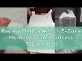 Review Mellow 4 Inch 5-Zone Memory Foam Mattress Topper, Cooling Gel Infusion, Dorm Essentials, Quee