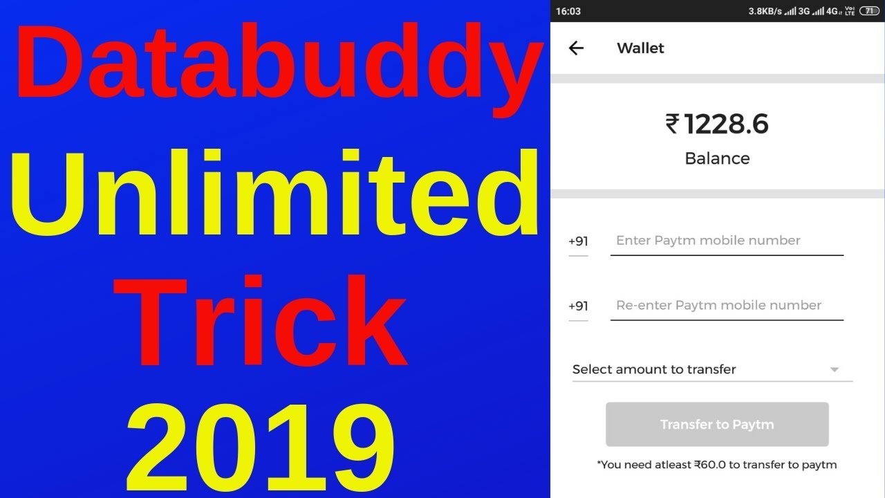 Databuddy Unlimited Working Trick August-2019 free recharge login