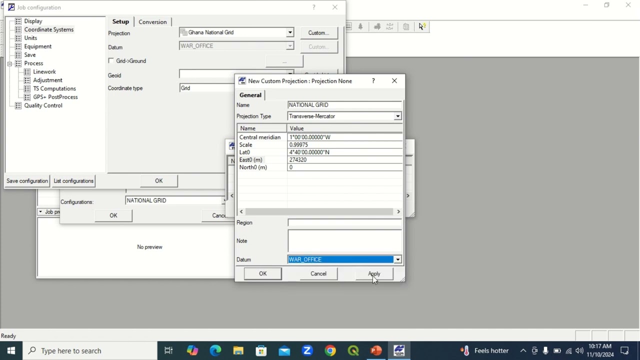 how to configure war office datum onto Topcon tools after installation