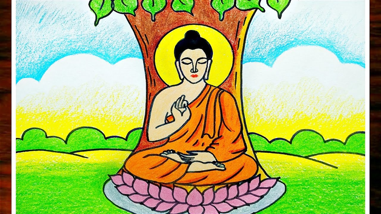 SNEH SHOP Lord Gautam Buddha Painting Framed Digital Art For Bedroom,  Living Room 12.5inch × 9.2inch : Amazon.in: Home & Kitchen
