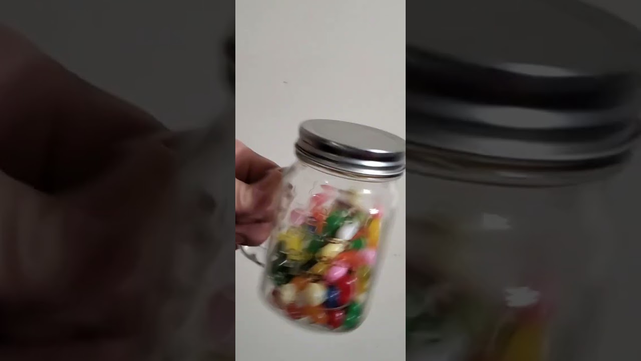 Shaking candy in a jar 
