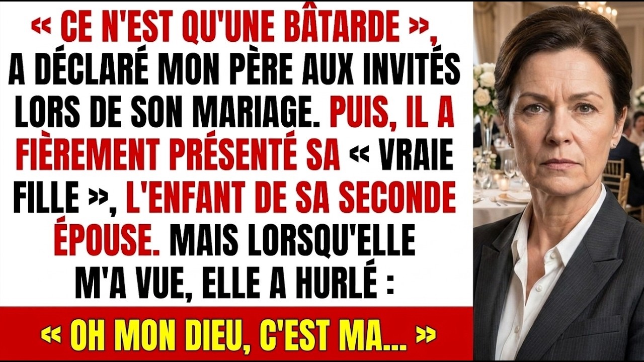 Mon père a levé son verre devant cent personnes, m’a pointée du doigt et a déclaré : « Elle n’est rien d’autre qu’une bâtarde. » Puis il a passé son bras autour de la fille de sa nouvelle femme et...