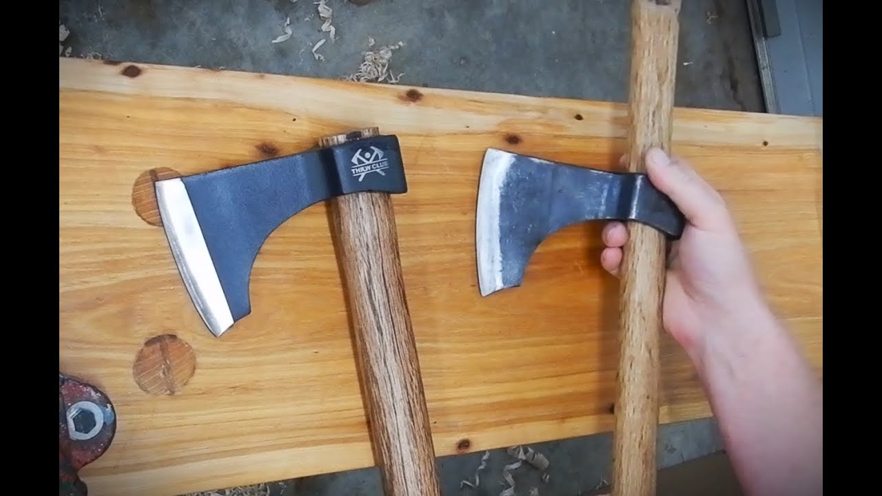 Обзор метательного топора, замена клиновидного крепления на скользящую посадку и запутывание воло...