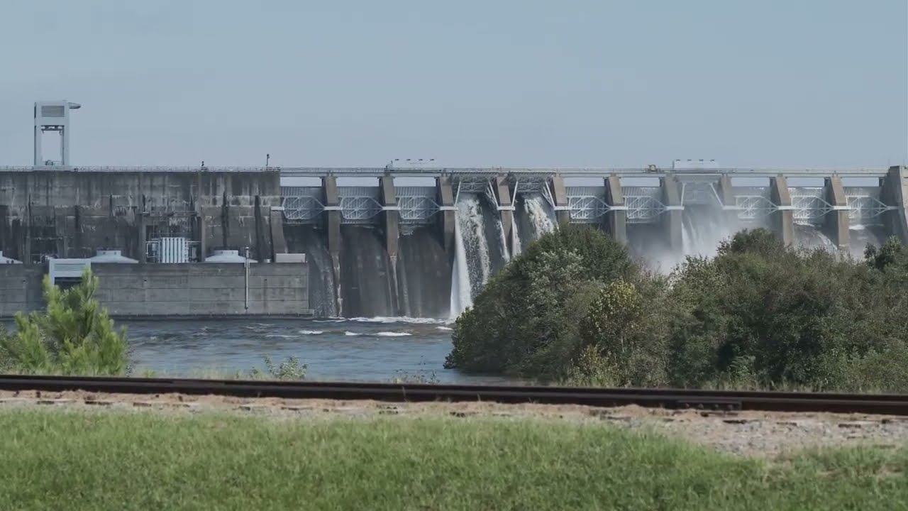 Cowans Ford Dam Flood Gates Open - Lake Norman