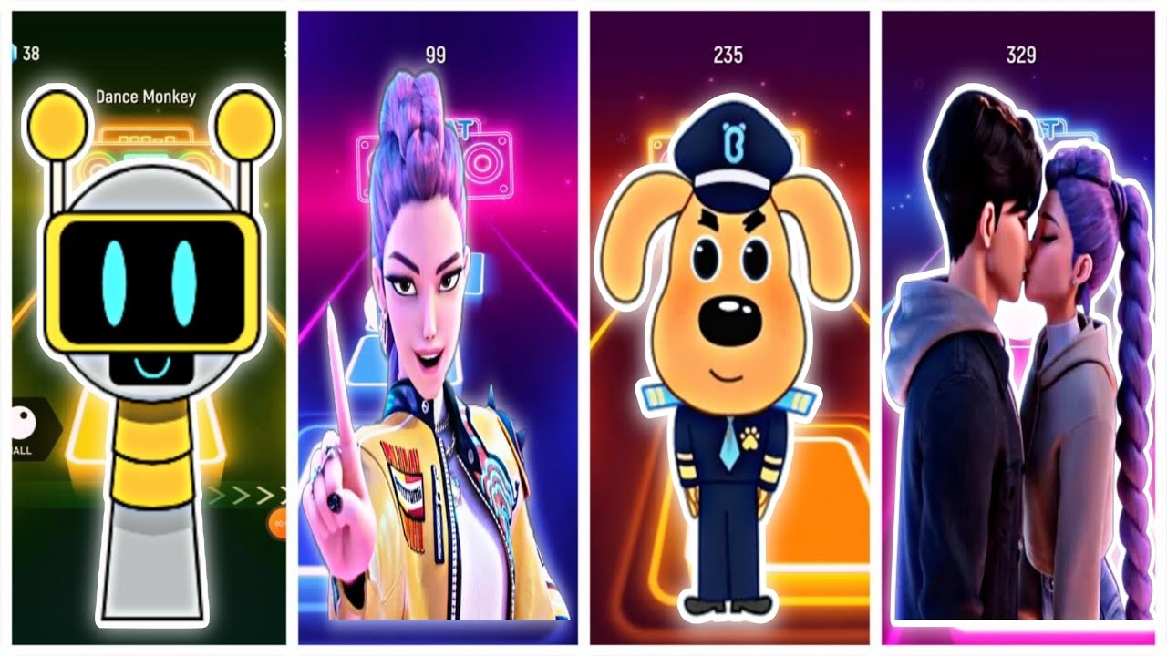 Tiles hop dansing. Sprunki VS K pop demon hunters VS sheriff labrador VS Saja boys. Who is better? 