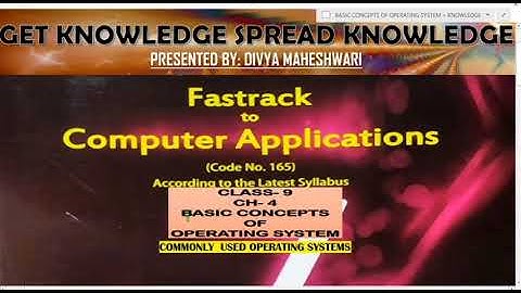 FASTRACK TO COMPUTER APPLICATIONS PART-5 CLASS-9 CH-4 BASIC CONCEPTS OF OPERATING SYSTEM