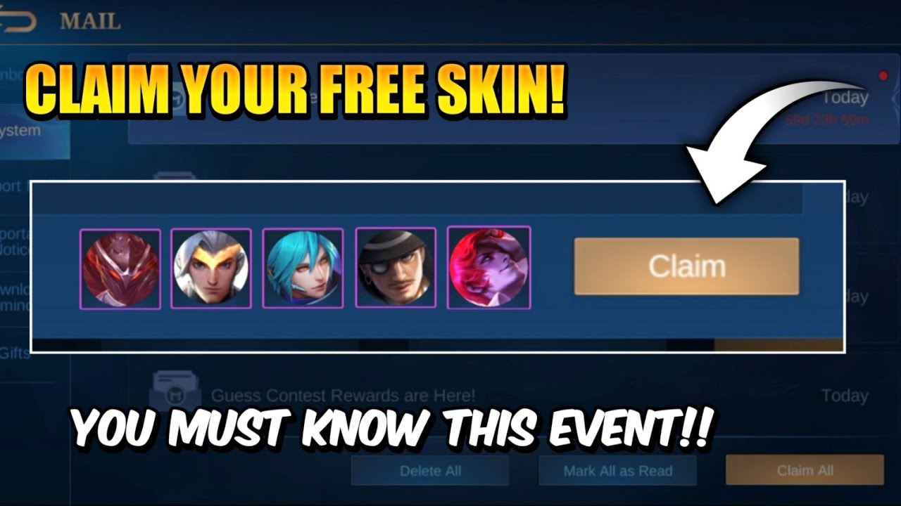 CLAIM YOUR FREE SKIN! YOU MUST KNOW THIS EVENT IN MOBILE LEGENDS - YouTube