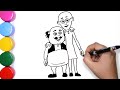 How to draw motu patlu  motu patlu friendship painting  learn to draw cartoon