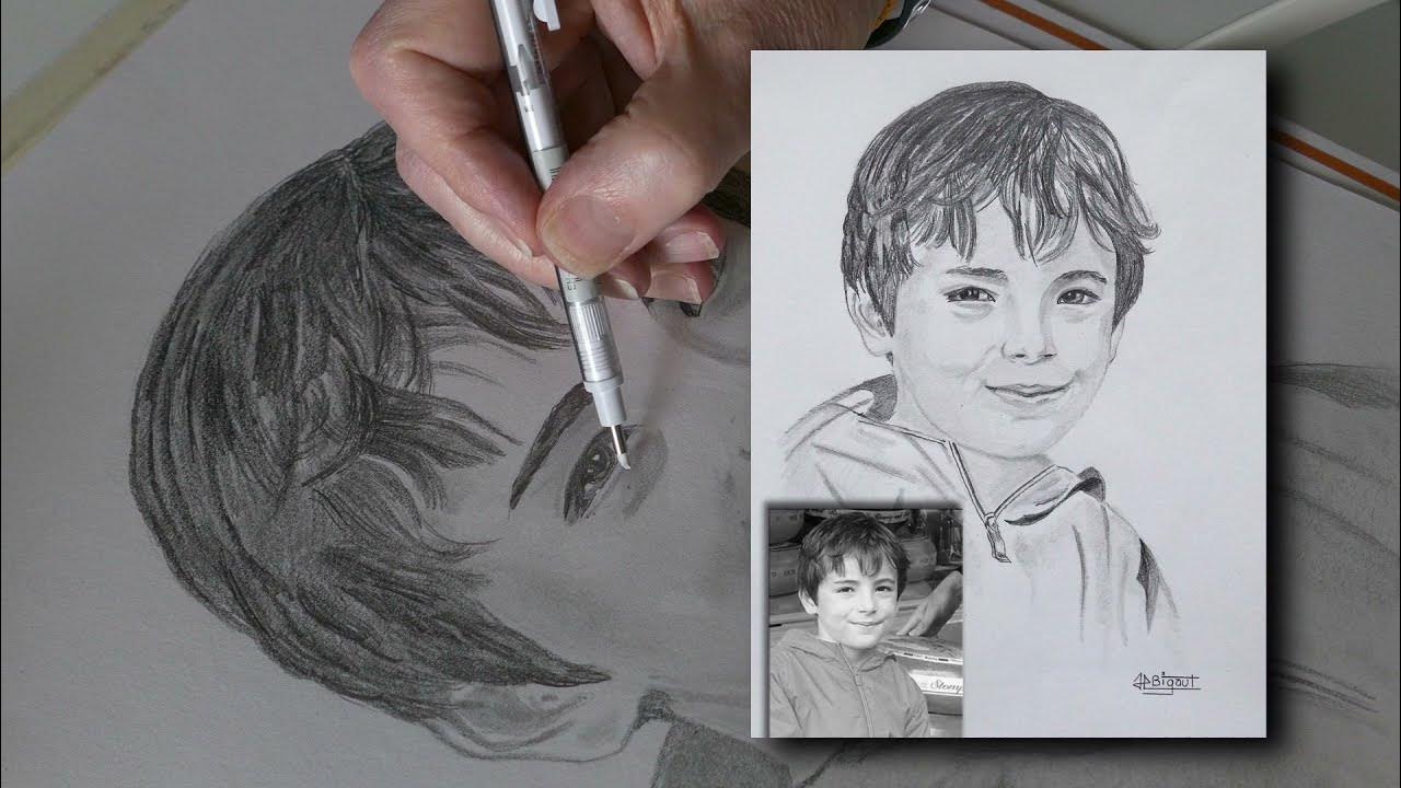 Mes portraits aux crayons graphite - YouTube