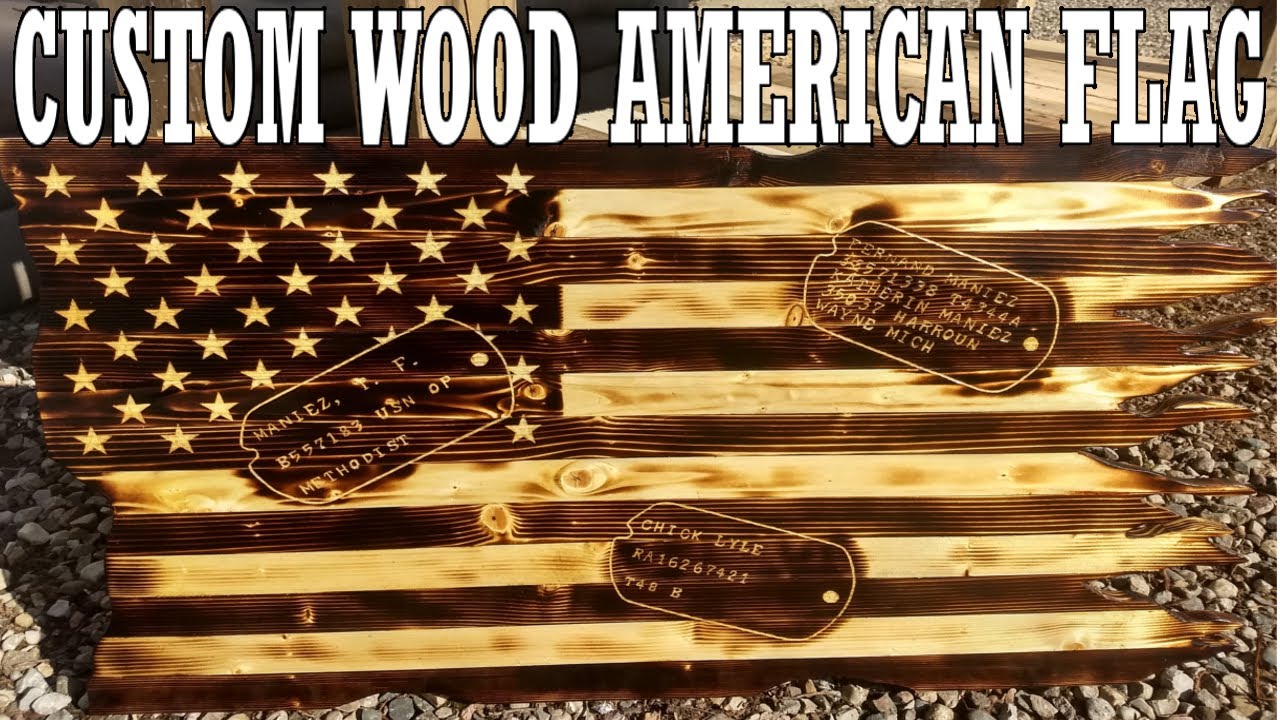 Custom Wood American Flag - Dog Tags Flag - Tattered Edge Flag - Easy ...