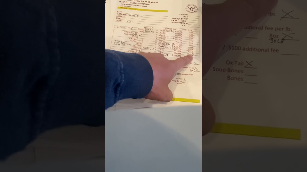 How to fill out a beef cut sheet