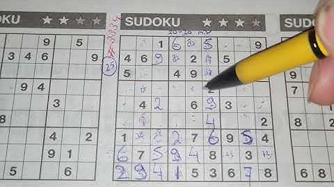 Thursday. Bonus Extra edition (#3334) Three Stars Sudoku puzzle. 09-02-2021 Extra part 1 of 5