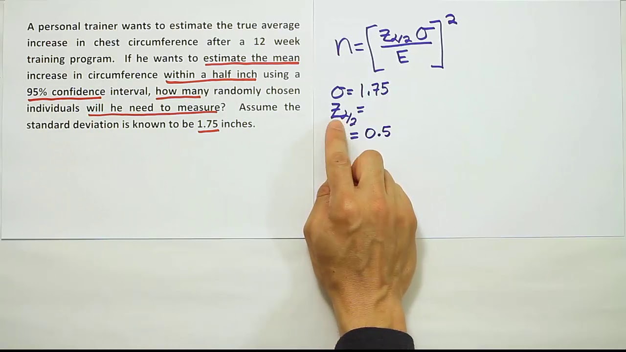Sample size for a confidence interval, another example - YouTube