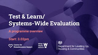 Test and Learn and Systems-Wide Evaluation Overview Webinar